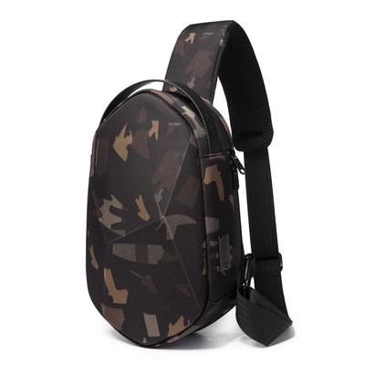 Рюкзак   c USB,  молодежный, на одной лямке BANGE BG7213 черный камуфляж, 9.7"