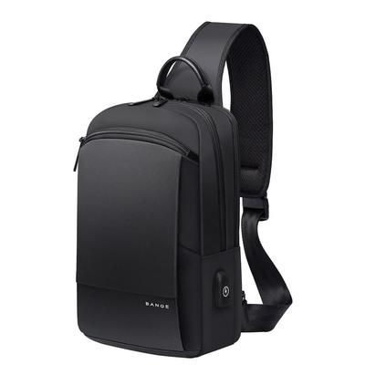 Рюкзак с USB,  молодежный, на одной лямке Bange BG77112 черный, 7.9"
