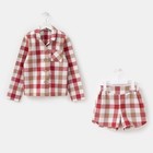 Пижама для девочки (рубашка, шорты) MINAKU: Home collection KIDS, красная, рост 128 см - фото 45243464