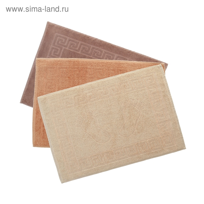 Коврик для ног махровый LIYA 50*70см, коричневый, 550 гр/м хл.100% - Фото 1