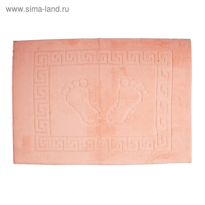 Коврик для ног махровый LiYA с резиновой основой 50*70см, персиковый, 550 гр/м - Фото 1