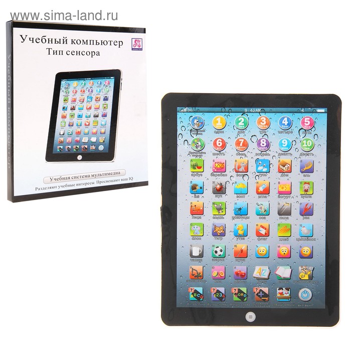 Планшет детский, изучение цифр, животных, сенсорный экран, работает от батареек, цвета МИКС - Фото 1