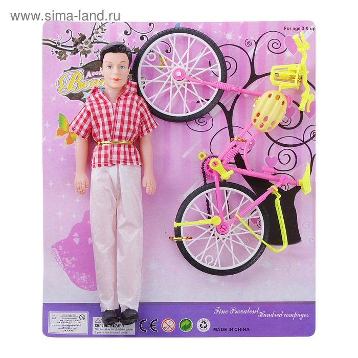 Кукла "Леон" с велосипедом - Фото 1