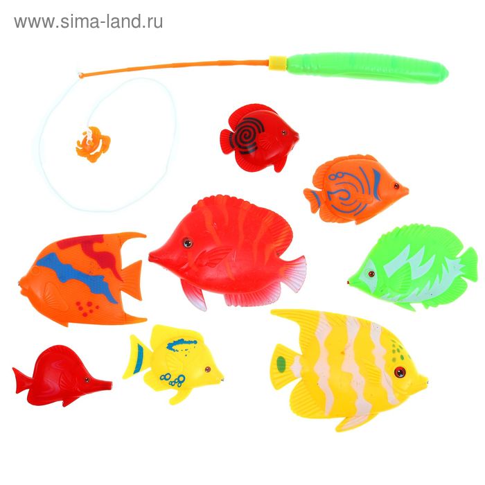Рыбалка "Удачный улов" 8 рыбок+удочка, МИКС - Фото 1
