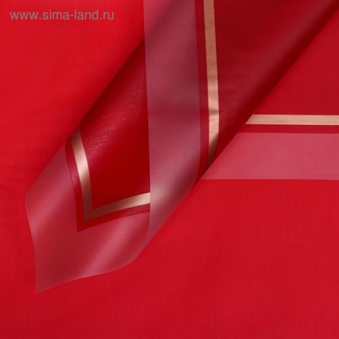 Плёнка для цветов и букетов, красный с золотым, 57×57 см - Фото 1