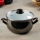 Кастрюля эмалированная «Металлик», 3,1 л, стеклянная крышка, индукция, цвет чёрный - Фото 1