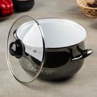 Кастрюля эмалированная «Металлик», 4 л, стеклянная крышка, индукция, цвет чёрный - Фото 2