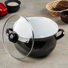 Кастрюля эмалированная «Металлик», 5,1 л, стеклянная крышка, индукция, цвет чёрный - Фото 2