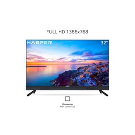 Телевизор Harper 32R820TS, 32", 720p, DVB-T/T2/C/S2, 2xHDMI, 1xUSB, SmartTV, чёрный