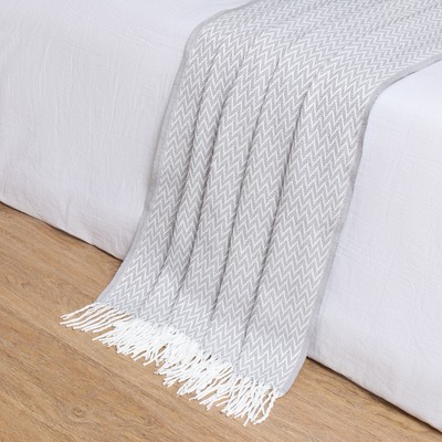 Плед с бахромой «Валенсия. Антонио», 140×200 см, серый