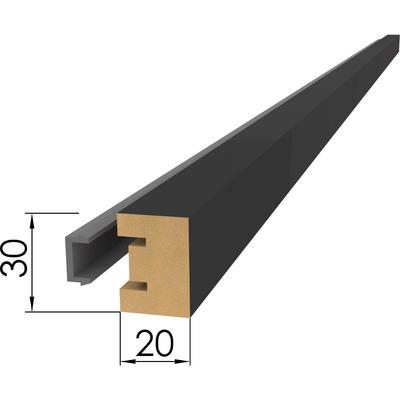 Интерьерная рейка МДФ «Милана» Black Edition, 2700×30×20 мм, цвет чёрный