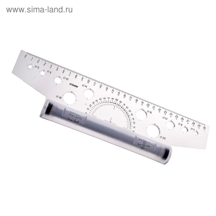 Линейка-рейсшина «Стамм», 30 см, бесцветная, пластиковый ролик - Фото 1