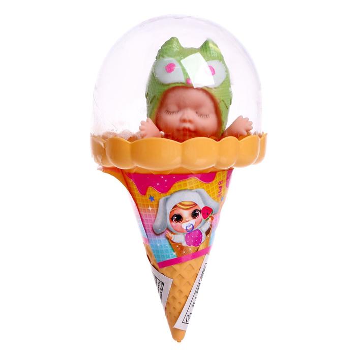 Пупс «Малыш-мороженка» в шапочке, МИКС - фото 1885098703