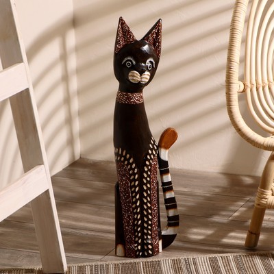 Фигурка «Кот хвост трубой в ошейнике», 60 см, дерево