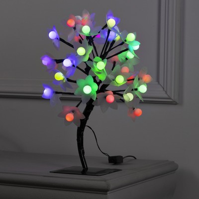Светодиодный куст «Цветы с шариками» 30 см, 32 LED, мигание, 220 В, свечение мульти (RG/RB)