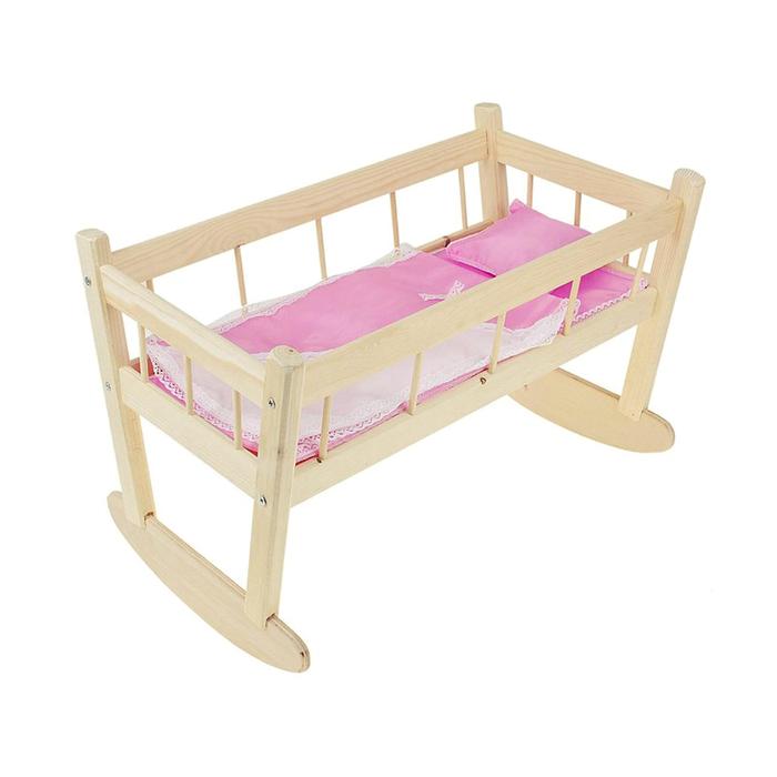 Кроватка-качалка для куклы Мартин 49.5 см с аксессуарами бело-розовая