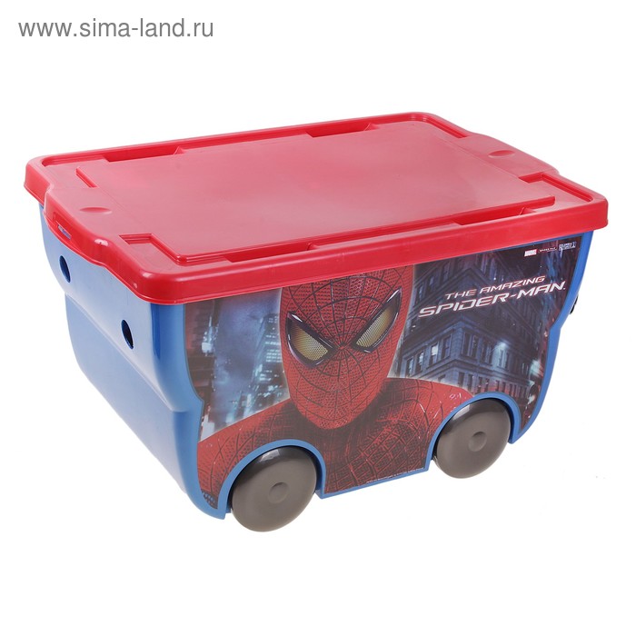 Ящик для игрушек на колесах Spiderman, 55 литров - Фото 1