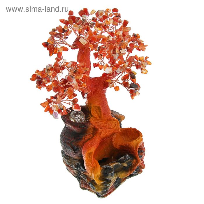 Фонтан-дерево "Кувшинчик за деревом" h=34 см, красно-янтарный