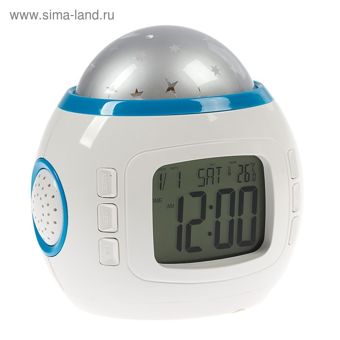 Часы - будильник Luazon LB-10 с проекцией «Звездное небо», термометр, 11 мелодий, белый