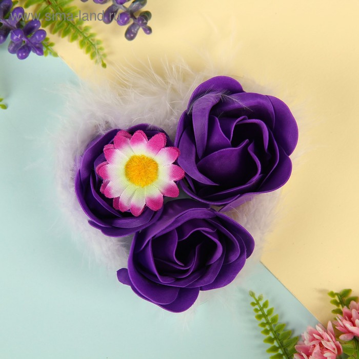 Мыльные лепестки "Сердце" (набор 3 розы) с цветочком, МИКС - Фото 1