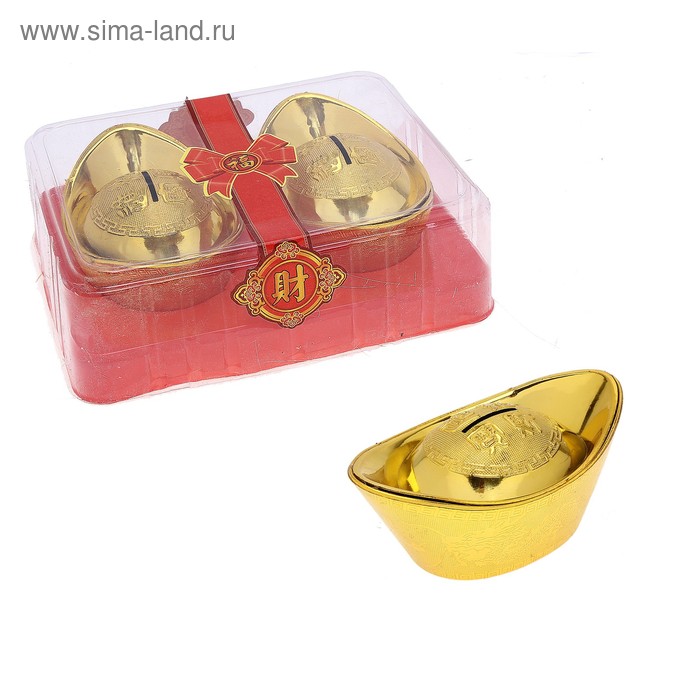 Сувенир пластик "Золотой слиток" (набор 2 шт) - Фото 1