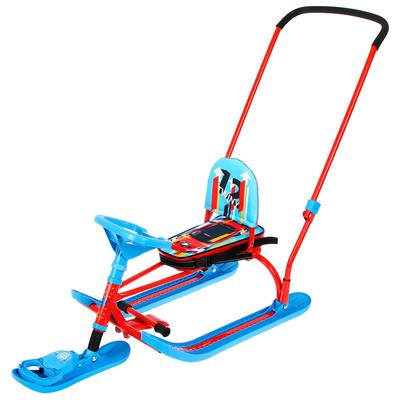 Снегокат «Twiny 2+» Sportcar, со спинкой, с родительской ручкой, синий, красный, TW2+/SC Nika Kids