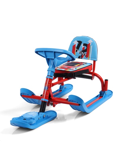 Снегокат «Twiny 2+» Sportcar, со спинкой, с родительской ручкой, синий, красный, TW2+/SC Nika Kids