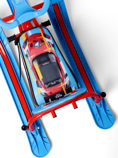 Снегокат «Twiny 2+» Sportcar, со спинкой, с родительской ручкой, синий, красный, TW2+/SC Nika Kids