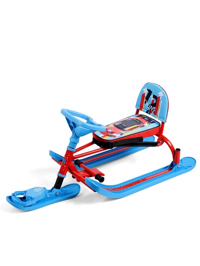 Снегокат «Twiny 2+» Sportcar, со спинкой, с родительской ручкой, синий, красный, TW2+/SC Nika Kids