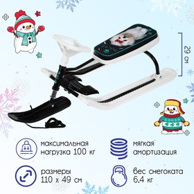 Снегокат «Тимка Спорт 2 + Болонка», ТС2+/БЛ, цвет белый/чёрный