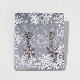 Серьги висячие «Новогодние» снежинки со стразами, цвет белый в серебре  (артикул 5571917)  большой выбор товаров оптом и в розницу по низким ценам с доставкой