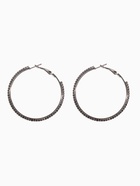 Серьги кольца со стразами QF «Сумерки», d=5 см, чёрные в серебре - Фото 3