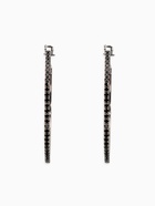 Серьги кольца со стразами QF «Сумерки», d=5 см, чёрные в серебре - Фото 4