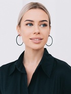 Серьги кольца со стразами QF «Сумерки», d=5 см, чёрные в серебре - Фото 2