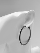 Серьги кольца со стразами QF «Сумерки», d=5 см, чёрные в серебре - Фото 7