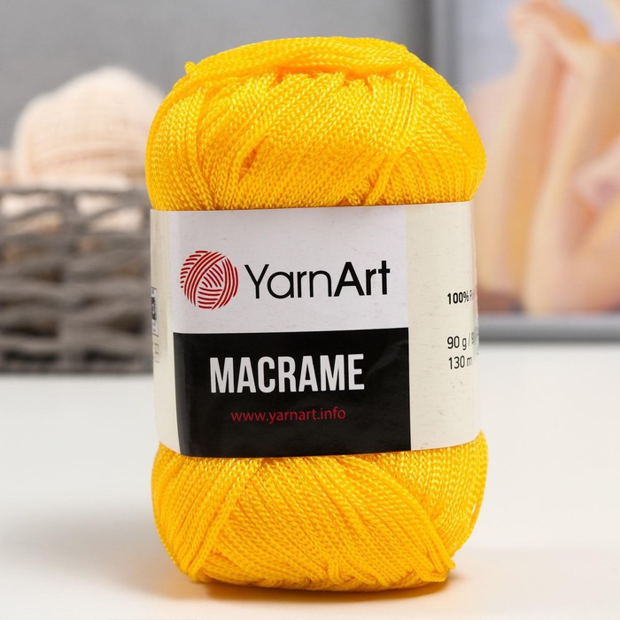 Пряжа "Macrame Макраме" 100% полиэстер 130м/90гр (142 жёлтый) - Фото 1
