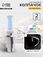 Светящийся колпачок на ниппель Cartage, малый, набор 2 шт., микс - Фото 1