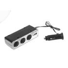 Разветвитель прикуривателя, 3 гнезда, 1 USB 0.5 А, 60 Вт, 12/24 В, провод 40 см - Фото 1