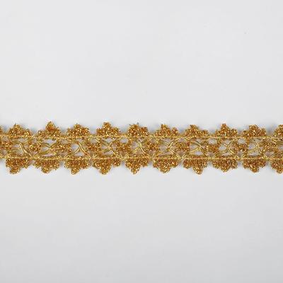 Тесьма золотая «Крестики с трилистниками», 2,7 см, в рулоне 10 м