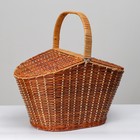 Плетёная корзина для пикника, 42×28×27 см, ручка h=46 см, с крышкой - Фото 2