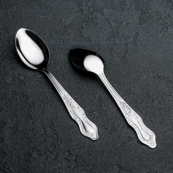 Ложка чайная «Славяна», h=14.5 см, толщина 1.2 мм, цвет серебряный - Фото 1