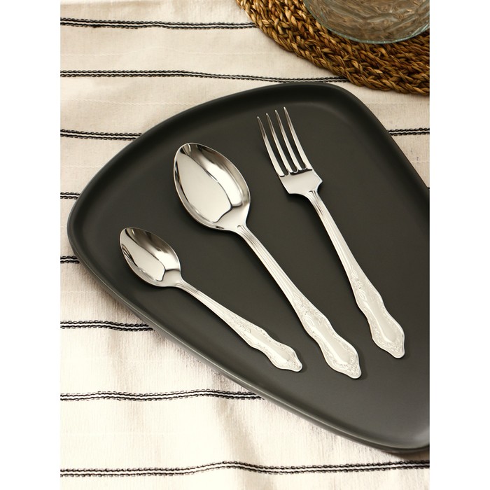 Набор столовых приборов «Славяна», 18 предметов, толщина 1.2 мм, картонная коробка, цвет серебряный - Фото 1