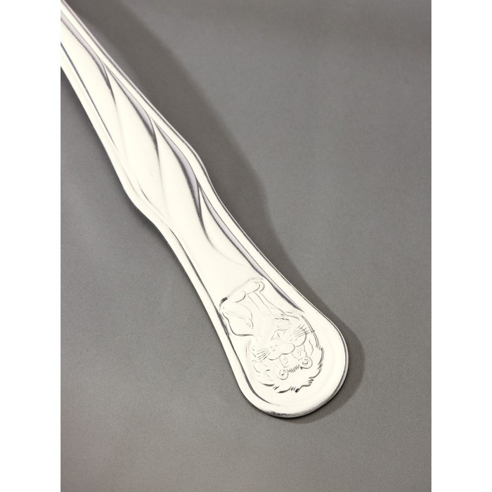 Вилка столовая детская «Лёвушка», h=16 см, толщина 1,2 мм, цвет серебряный - фото 1886155191