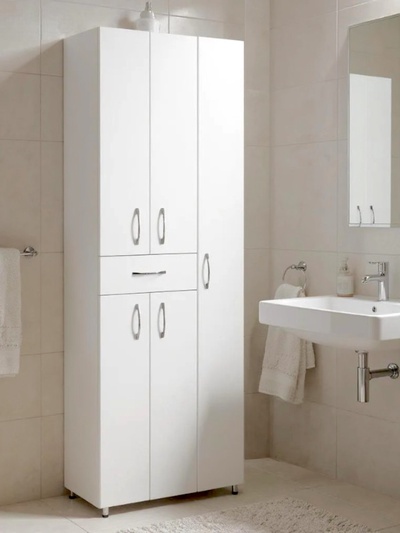 Шкаф - пенал напольный для ванной комнаты «Клик Мебель», с отделением для одежды, 1910×600×266 мм, цвет белый
