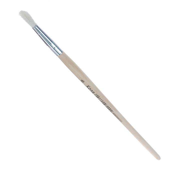 Кисть для рисования, коза, № 8, круглая, деревянная ручка, международный размер - Фото 1