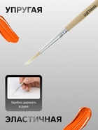 Кисть для рисования, щетина, № 5, круглая, деревянная ручка, международный размер - фото 120037068