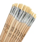 Набор кистей для рисования, щетина, 12 штук: № 1, 2, 3, 4, 5, 6, 7, 8, 9, 10, 11, 12, плоские, деревянная ручка, международный размер - Фото 4