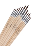 Набор кистей для рисования, пони, 12 штук: № 1, 2, 3, 4, 5, 6, 7, 8, 9, 10, 11, 12, круглые, деревянная ручка, международный размер - Фото 8