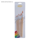 Набор кистей для рисования, нейлон, 6 штук: №1, 2, 3, 4, 5, 6, круглые, деревянная ручка, международный размер 670041