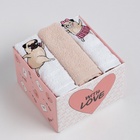 Набор полотенец «Мопсики» 30×30 см-3 шт., 100% хлопок 340 г/м² - фото 23527708